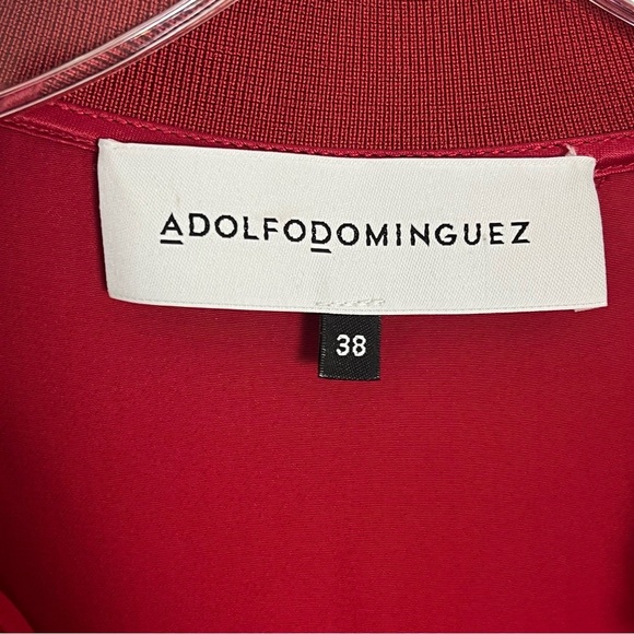 Adolfo Dominguez Red Satin Short Sleeve Top Size 4 Quiet Luxury Contemporary - Picture 2 of 11